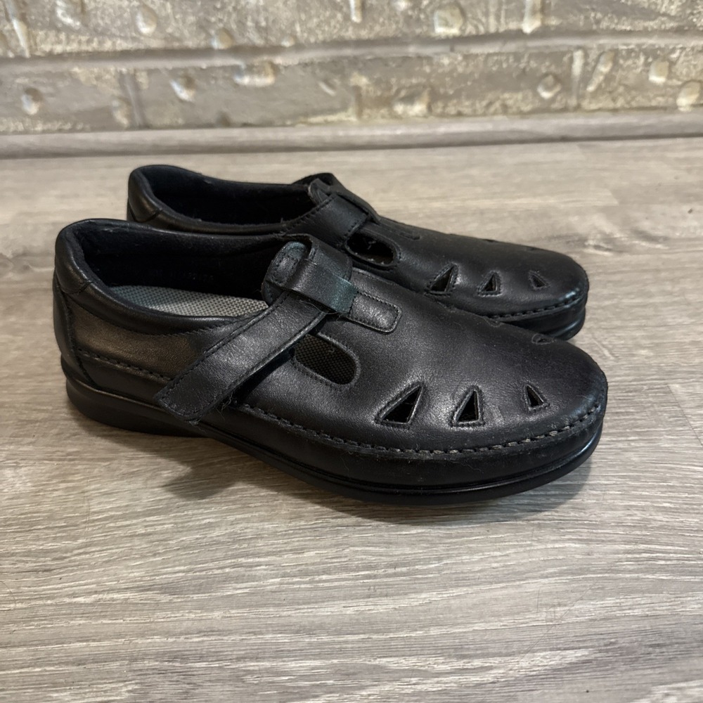 SAS ROAMER WOMENS BLACK LEATHER WALKING SHOES SIZE 9 M‎